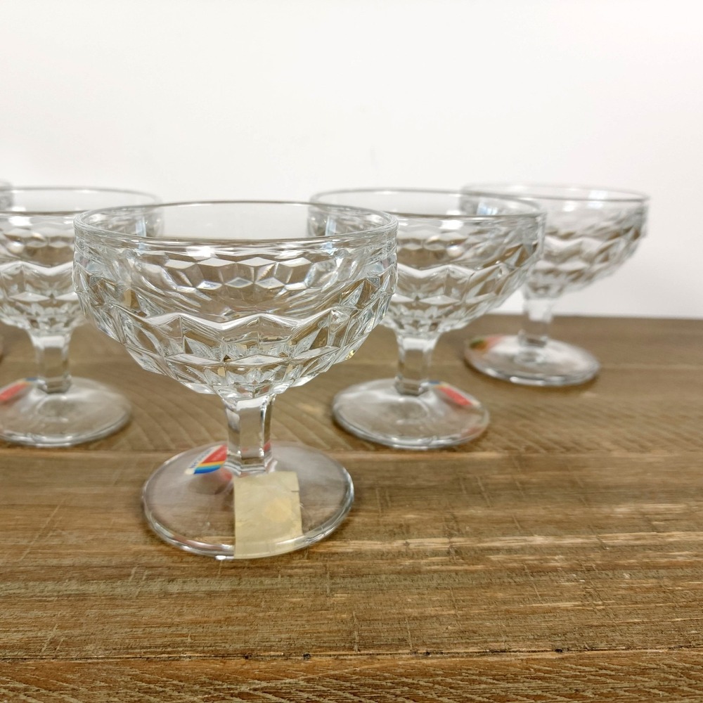 Set of 4 Vintage Fostoria American Champagne Low Sherbet Footed Glasses